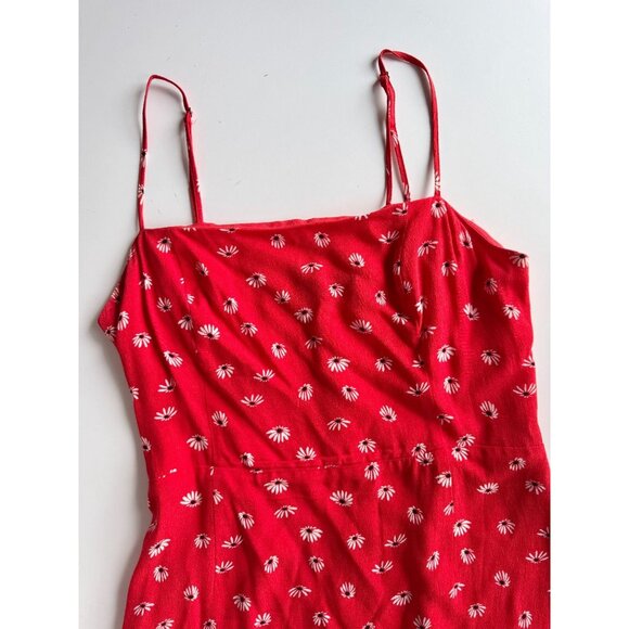 Aritzia WILFRED 90's Classic Red Floral Crepe Square Neck Mini Dress, Size 6 - Picture 6 of 13